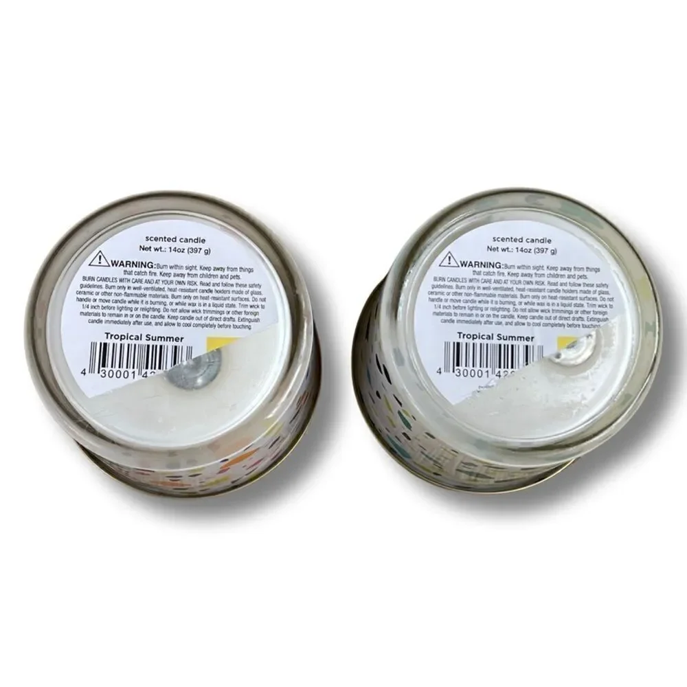 Lidded Glass Jar 2-Wick Candle Confetti Print Set of Two